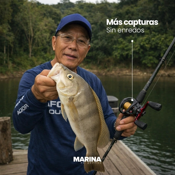 Carrete de Pesca Profesional Black Phantom X + Kit Premium GRATIS con Lentes Polarizadas UV400 y Estuche Protector EVA