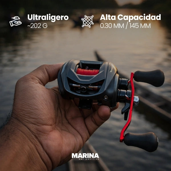 Carrete de Pesca Profesional Black Phantom X + Kit Premium GRATIS con Lentes Polarizadas UV400 y Estuche Protector EVA